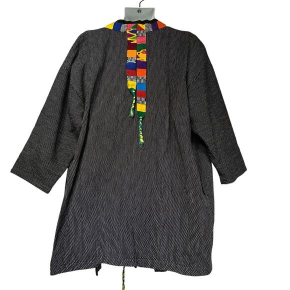 Vintage C. Jones Guatemala Button Front Jacket Rainbow Stripe Trim polka dot - Picture 2 of 6